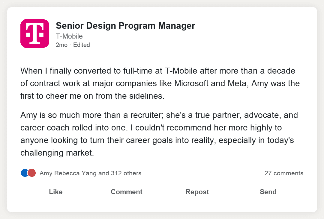 Testimonial from a Senior Design Program Manager at T-Mobile